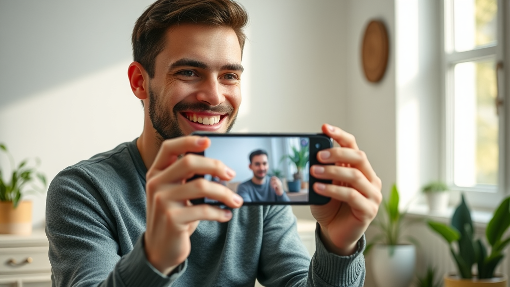 social media video marketing creator filming effective video content at home using simple production gear