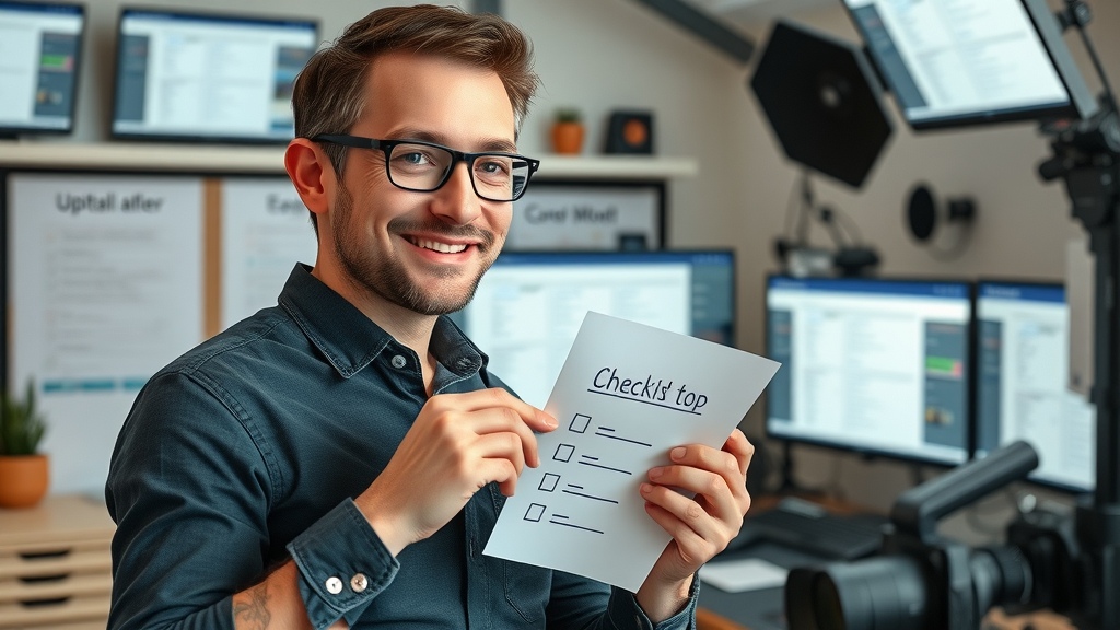 digital marketer checking off checklist before launching video marketing campaign