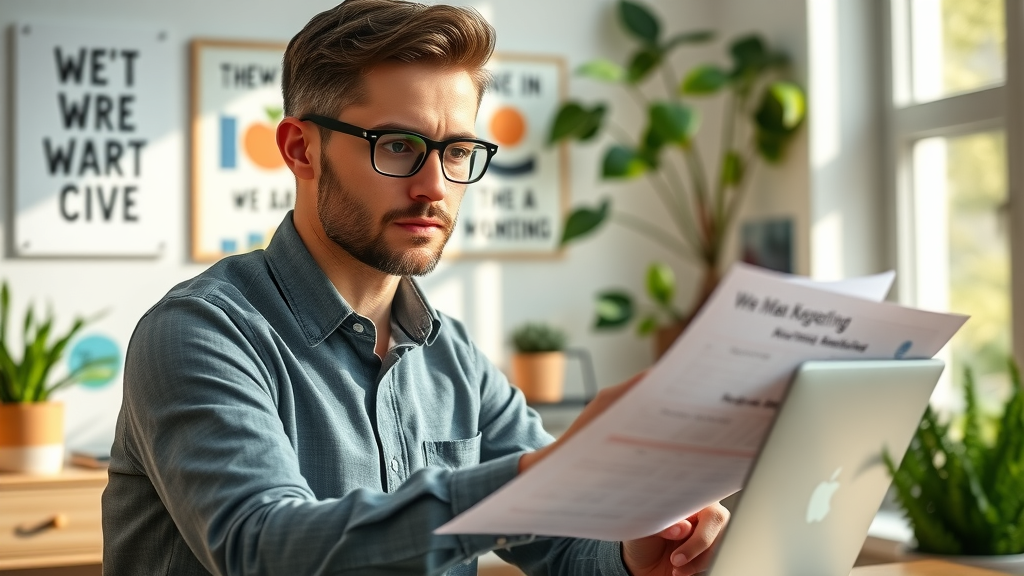 Focused entrepreneur working on a marketing plan small business marketing strategies