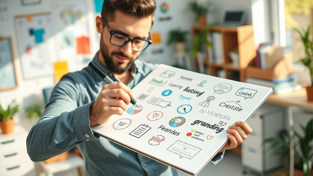 branding for small businesses - entrepreneur sketching logos and missions for small business brand