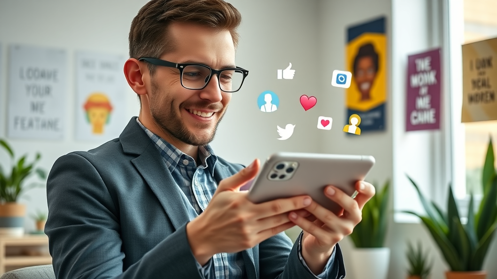 Small business owner leveraging social media for business branding, monitoring engagement and follower growth