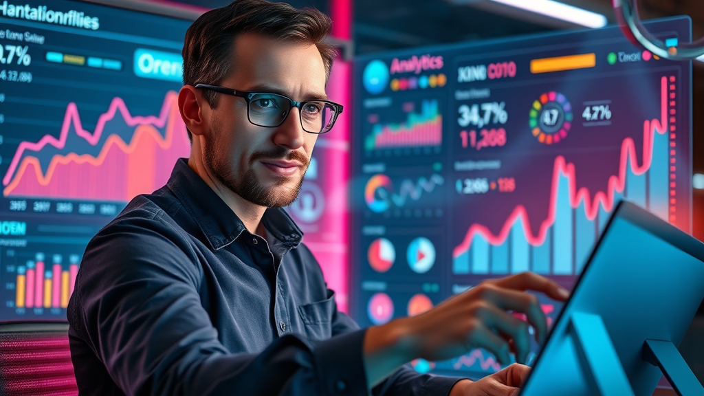 Modern analytics dashboard showing open and click-through rates for email marketing campaigns