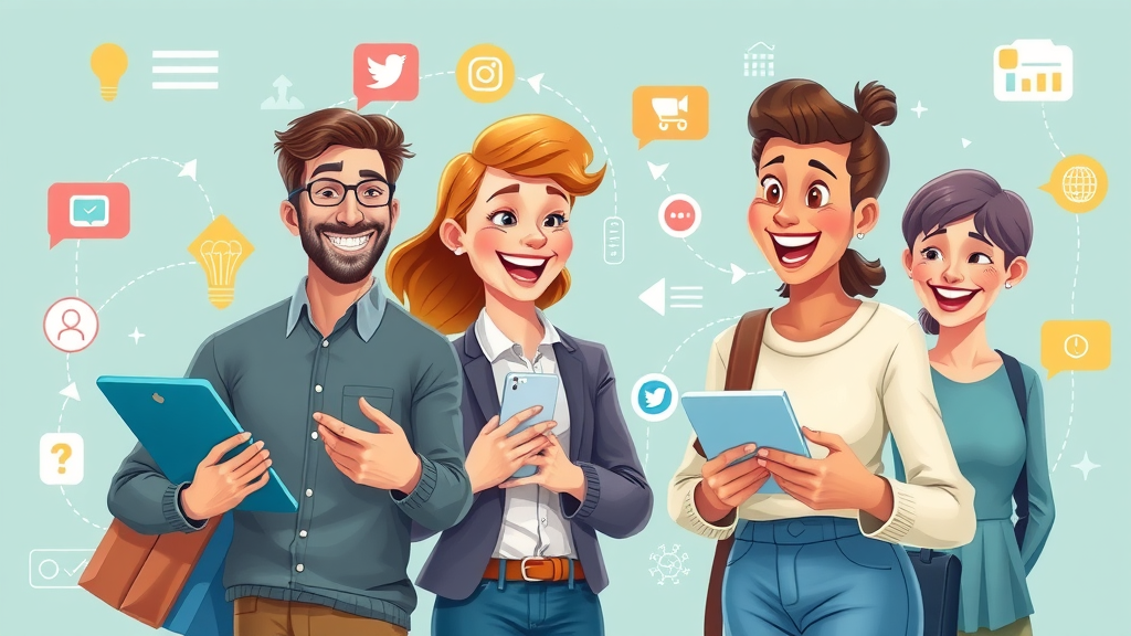 dynamic customer journey illustration showing consumers engaging with digital touchpoints for effective customer engagement strategies