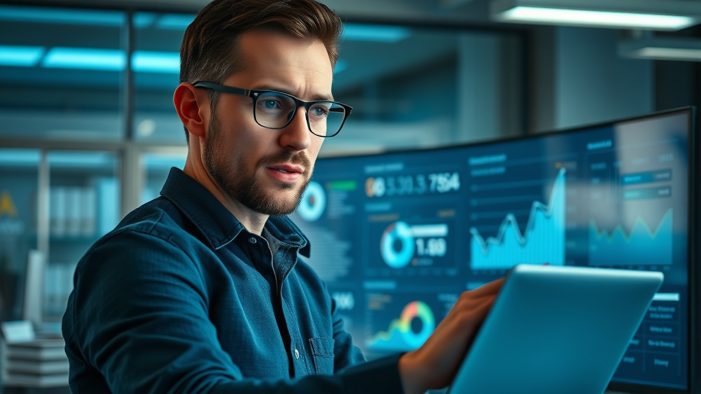 Ambitious entrepreneur reviewing marketing performance analytics for small business marketing strategies