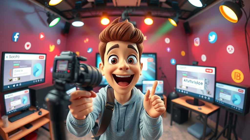 influencer recording video promotion for social media and seo optimization