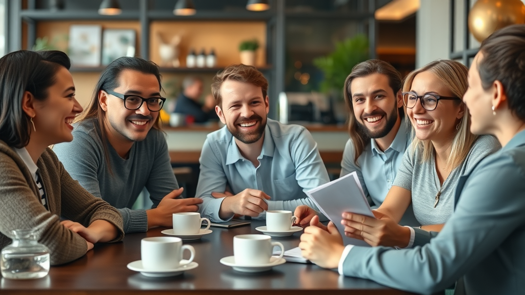 small business owner discussing branding with diverse target audience focus group
