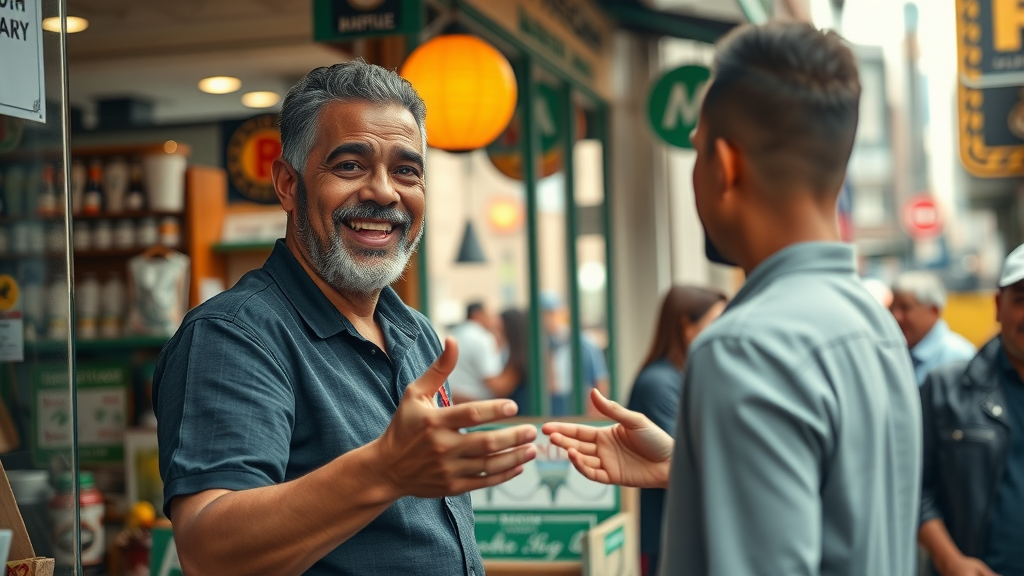 Inspiring small business storefront vibrant atmosphere owner engaging customers small business marketing strategies