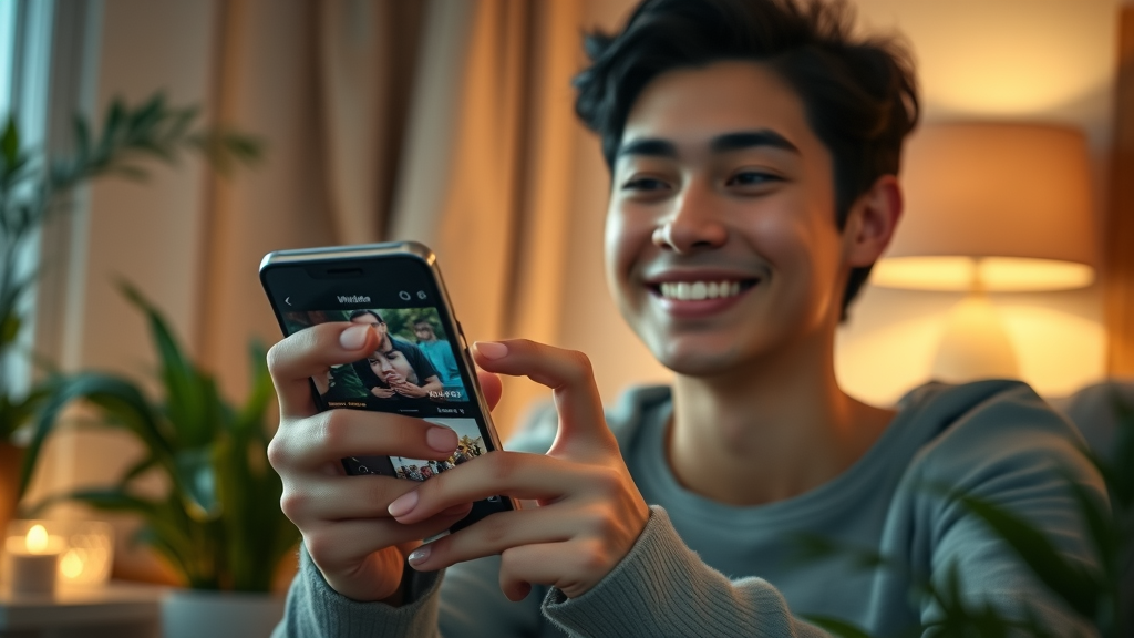 user engaging with media video content on social media video marketing platform