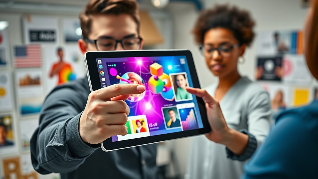 Creative display ad demonstrated on tablet digital advertising