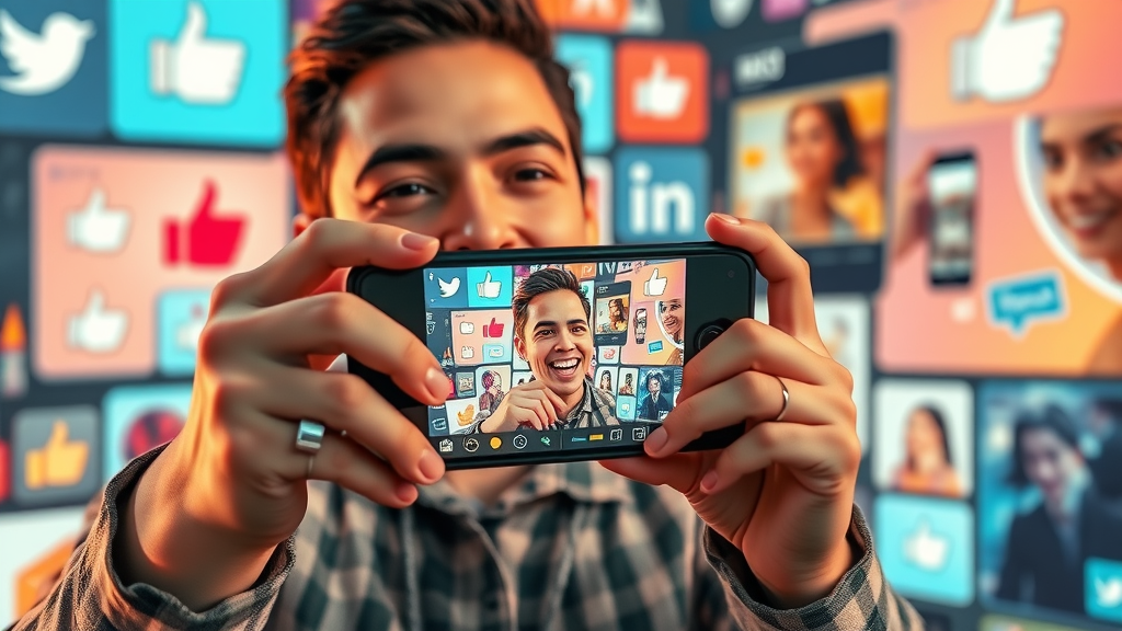 Influencer recording branded social media video content with high audience engagement
