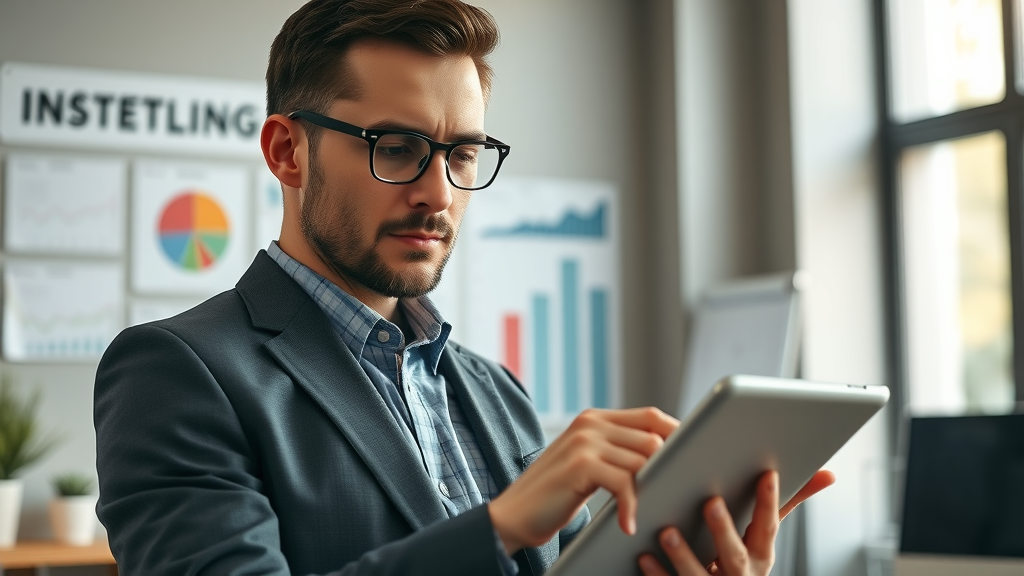 small business owner reviewing digital marketing analytics