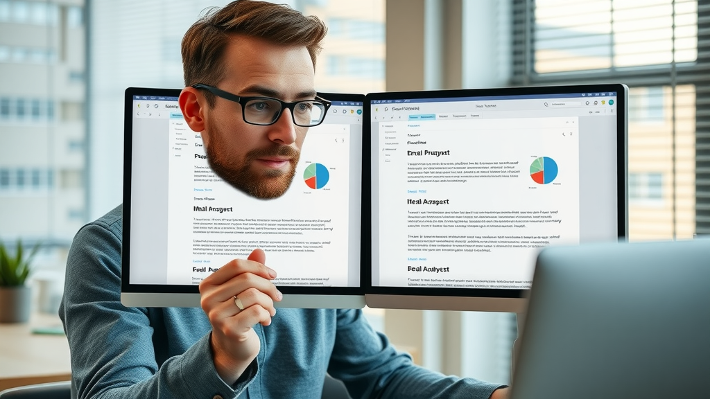 email marketing campaign A/B testing subject lines and email content, digital marketer analyzing drafts and performance charts.