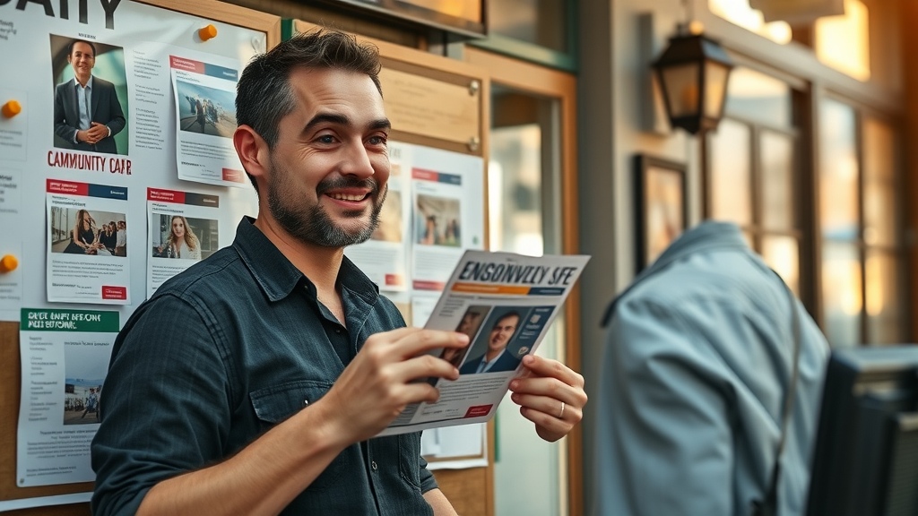 affordable marketing ideas small business owner posting flyers community board