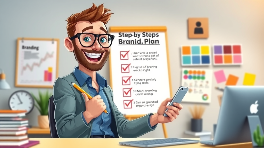 Step-by-step branding plan for small business, entrepreneur checking checklist for building brand identity