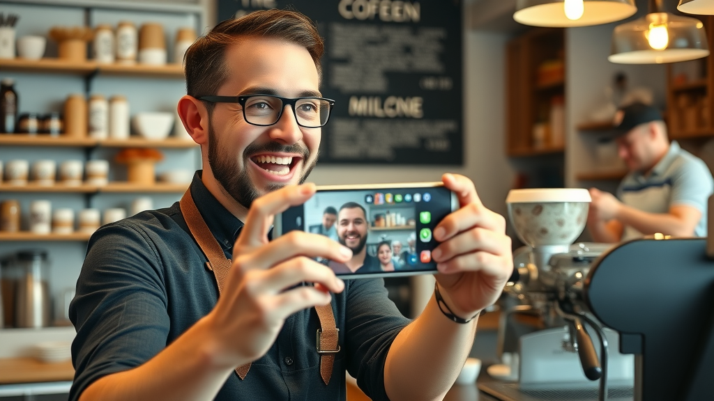 small business owner creating behind-the-scenes social media video content