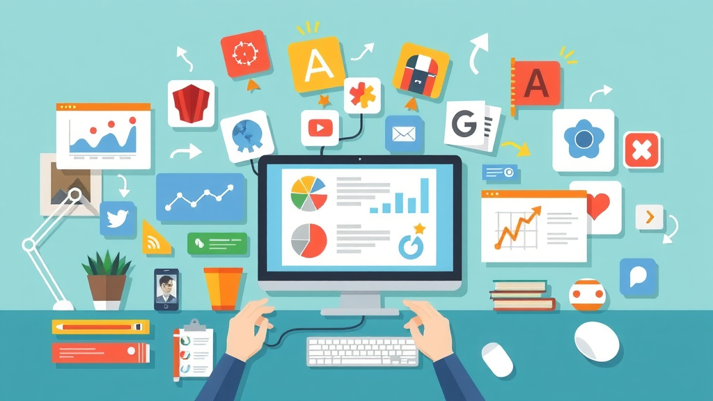 digital marketing tools arranged for small business owners, content marketing strategy, analytics, scheduling, design