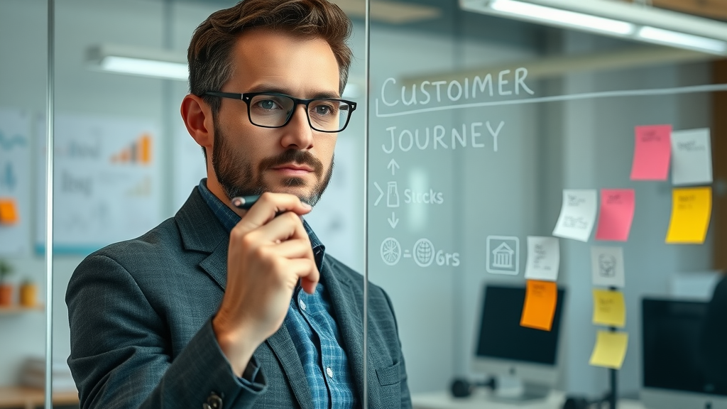 marketing strategist drawing customer journey map for customer engagement techniques