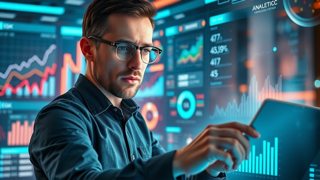 marketing manager analyzing data-driven customer engagement plan with interactive dashboard