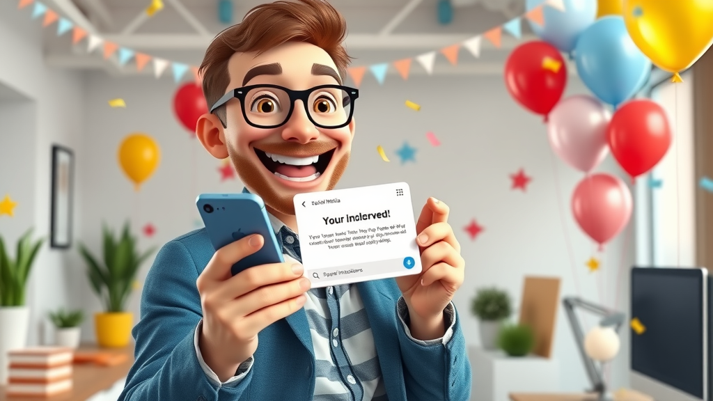 small business owner celebrating social media marketing achievement