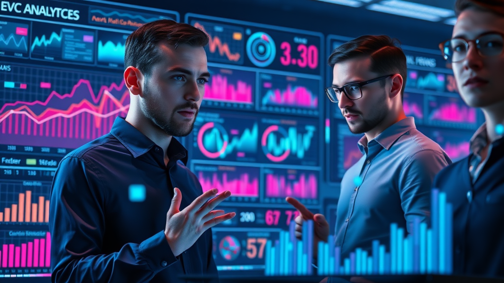 Marketers analyzing video marketing analytics dashboard for campaign insights